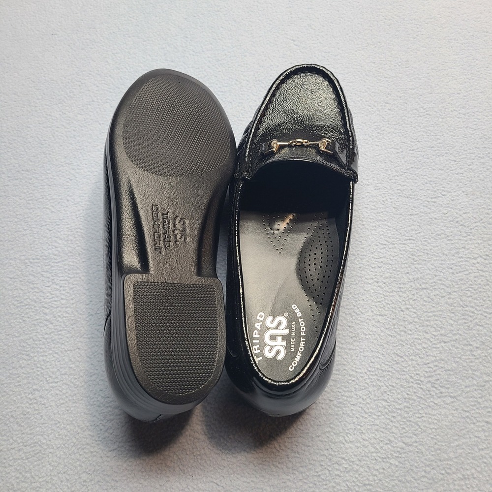 SAS Metro-P Loafers Womens 6W Black Excellent Patent Leather Horsebit Slip On - Picture 5 of 7